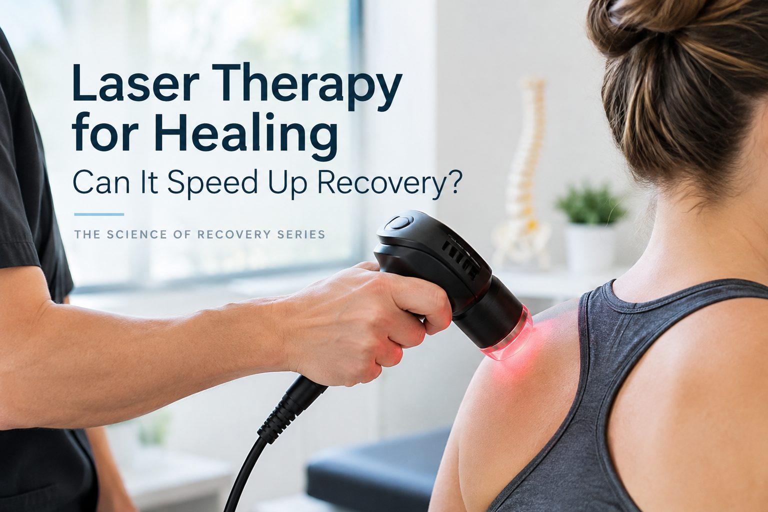 Clinician applying laser therapy for healing